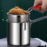 Stainless Steel Deep Fryer Pot with Strainer | 1200ML Heavy-Duty Pan