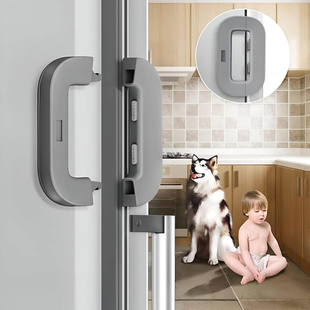 Child Safety Refrigerator Lock | Double Button Self-Adhesive Lock